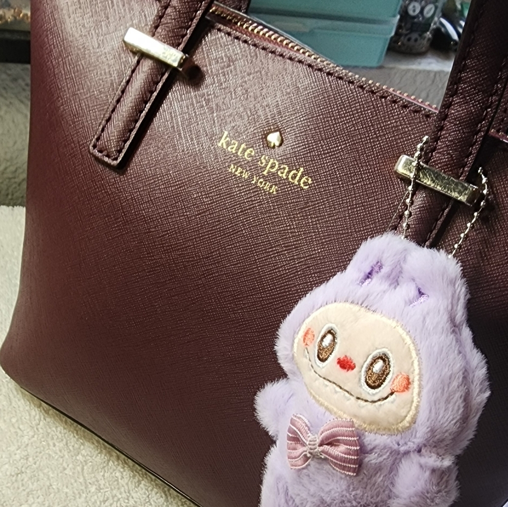 PURPLE Plush Bunny W/ BOW TIE KEYCHAIN /BAG CHARM NEW